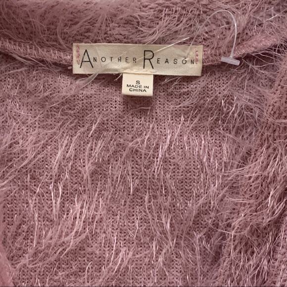 Another Reason Cardigan Sweater Mauve Teddy Bear Fuzzy Soft Open Front Small - Picture 7 of 14